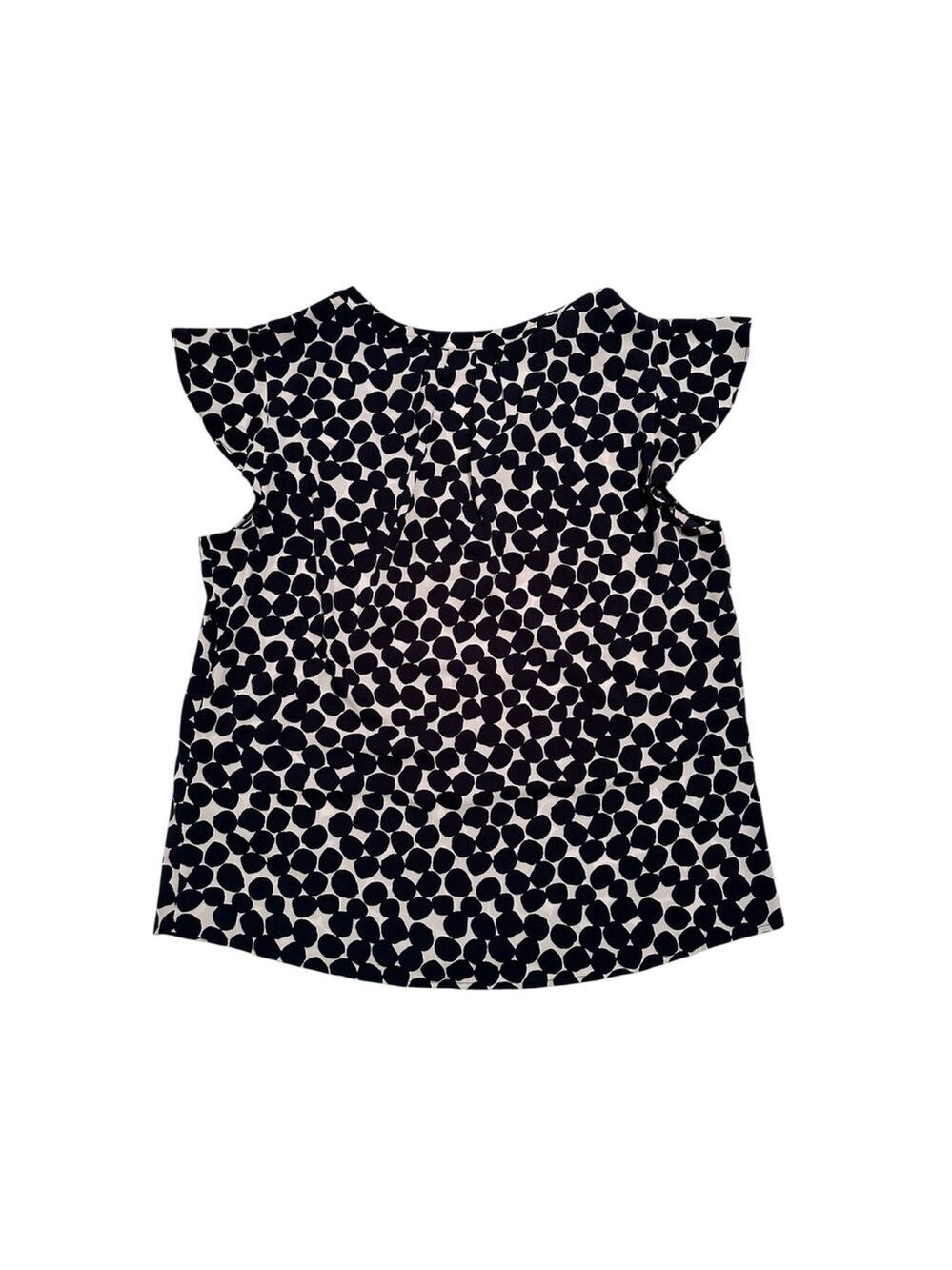 Calvin Klein Chic Career Blouse Womens L Blue & White Dots Short Flutter Sleeves - Picture 10 of 16